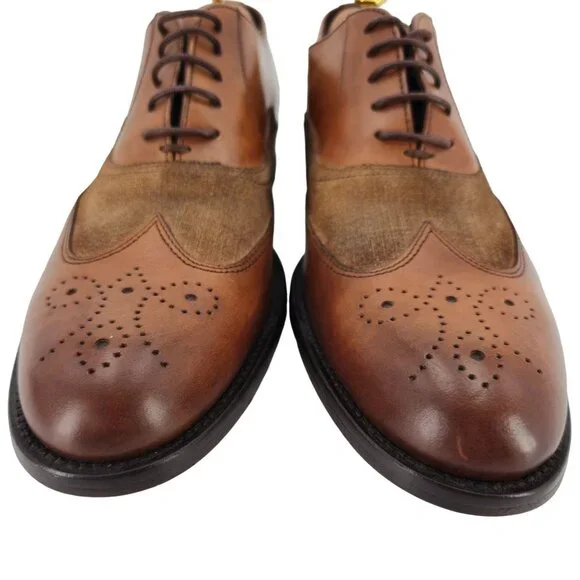 New Bruno Magli Italy Brown Leather Suede Wingtip Oxfords Mens 10M Dress Shoes - Picture 10 of 13